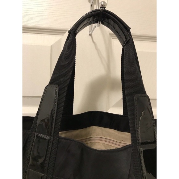 Tory Burch Tote Bag Black Patent Leather Nylon Large - Picture 6 of 16